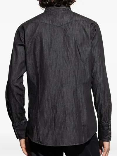 Dsquared2 Long-sleeve Black Denim Shirt In Black