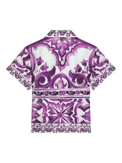 Dolce & Gabbana Graphic-print Silk Shirt In Purple
