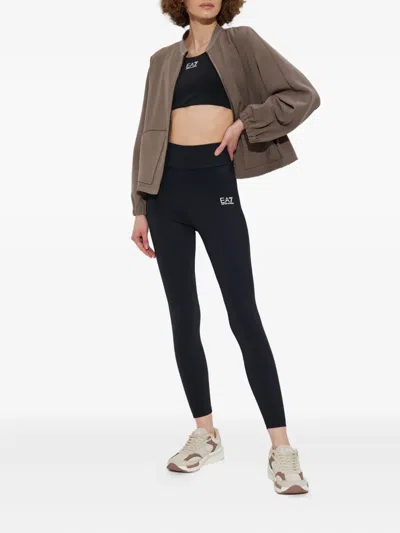 Emporio Armani Technical Cady Blouson With Logo Embroidery In Brown