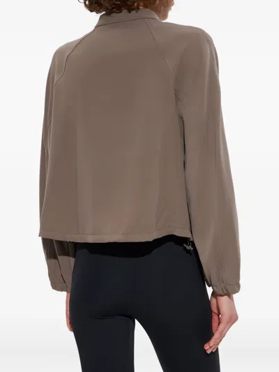 Emporio Armani Technical Cady Blouson With Logo Embroidery In Brown