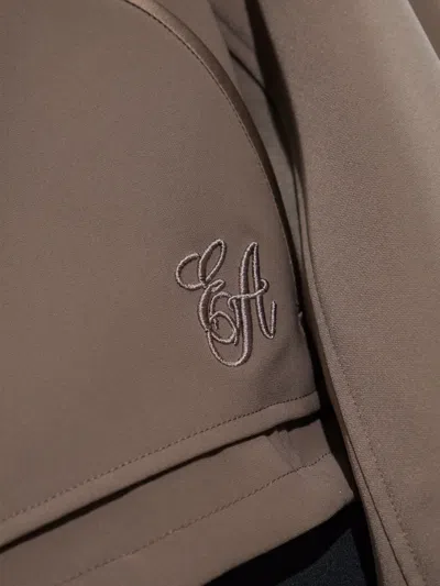 Emporio Armani Technical Cady Blouson With Logo Embroidery In Brown