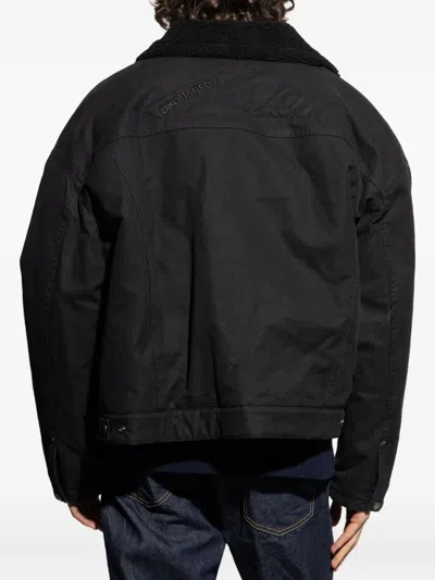 Dsquared2 Faux Fur-collar Bomber Jacket In Black