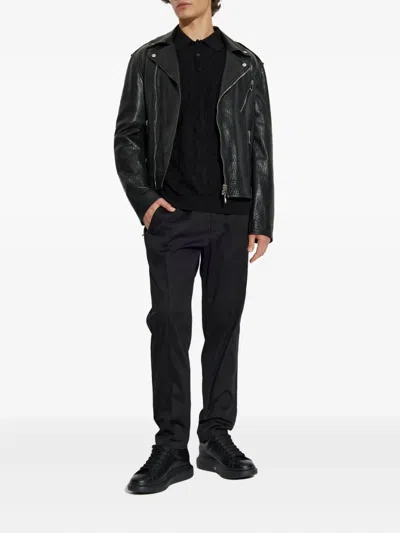 Alexander Mcqueen Zipped Leather Biker Jacket In Black