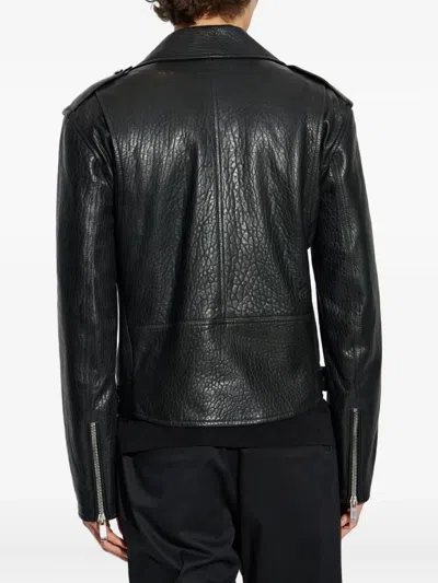 Alexander Mcqueen Zipped Leather Biker Jacket In Black