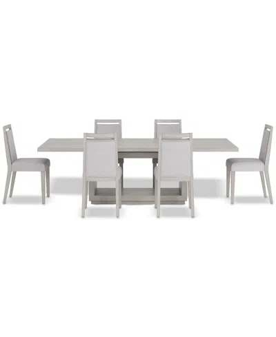 Macy's Tivie 7-pc. Dining Set (rectangular Table & 6 Wood Dining Chairs) In Gray