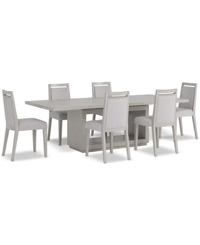 Macy's Tivie 7-pc. Dining Set (rectangular Table & 6 Wood Dining Chairs) In Gray