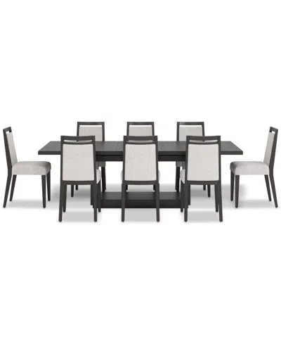 Macy's Tivie 9-pc. Dining Set (rectangular Table & 8 Wood Dining Chairs) In Multi