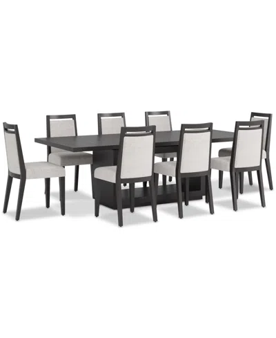 Macy's Tivie 9-pc. Dining Set (rectangular Table & 8 Wood Dining Chairs) In Multi