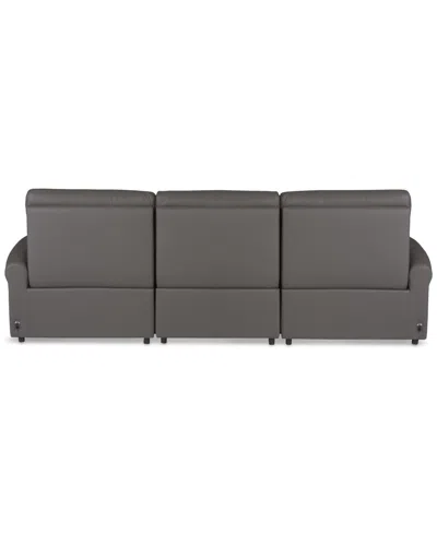 Macy's Thandler 3-pc. Leather Sofa With 2 Power Recliners And 1 Drop Down Table, Exclusively At  In Gray