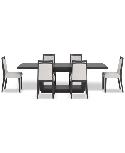 Macy's Tivie 7-pc. Dining Set (rectangular Table & 6 Wood Dining Chairs) In White