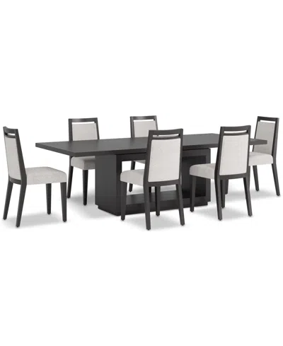 Macy's Tivie 7-pc. Dining Set (rectangular Table & 6 Wood Dining Chairs) In White