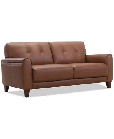Macy's Ashlinn 82" 2 Seat Leather Sofa, Exclusively At  In Brown