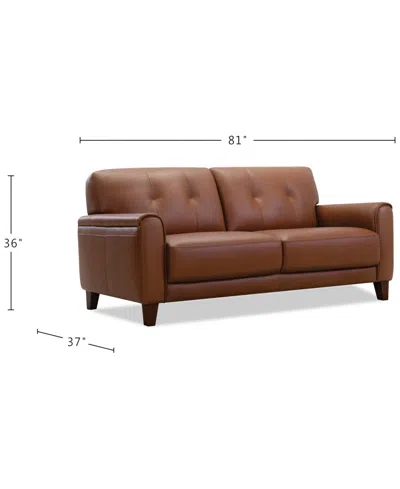 Macy's Ashlinn 82" 2 Seat Leather Sofa, Exclusively At  In Brown