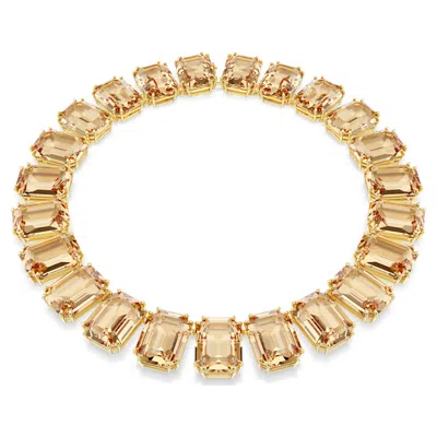 Swarovski Millenia Oversized Octagon Cut Tennis Necklace In Gold