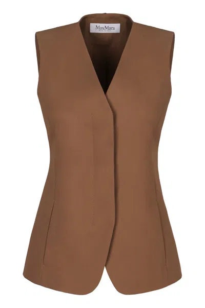 Max Mara Reno Single-breasted Vest In Brown