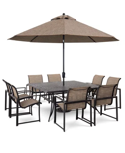 Agio Wythburn Outdoor Dining 9pc Set (64" Square Table & 8 Sleek Sling Dining Chairs), Created For Macy's