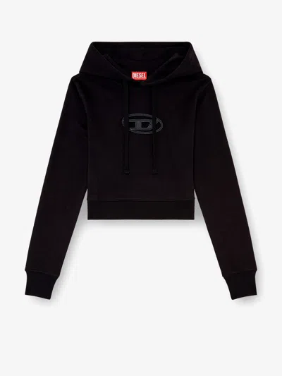 Diesel Hoodie Con Logo Oval D Cut-out In Black