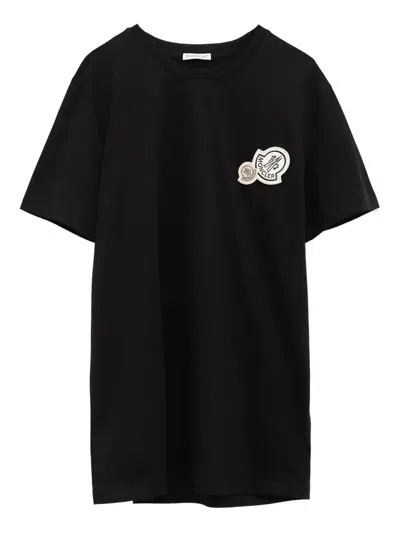 Moncler Crewneck T Shirt Featuring Multiple Patches In Black