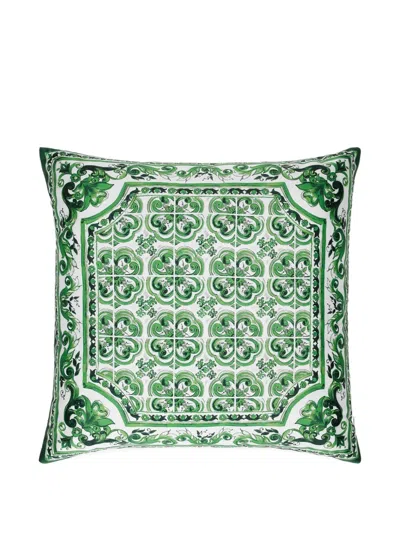 Dolce & Gabbana Duchesse Cotton Cushion Small In Green
