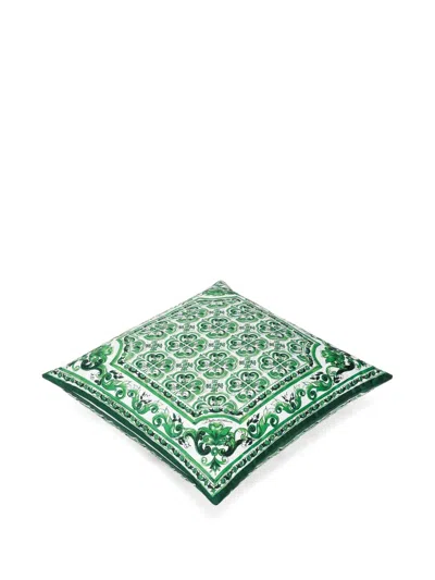 Dolce & Gabbana Duchesse Cotton Cushion Small In Green