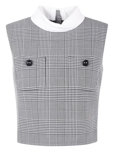 Self-portrait Prince Checked Top In Gray