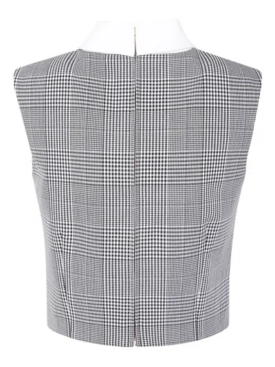 Self-portrait Prince Checked Top In Gray