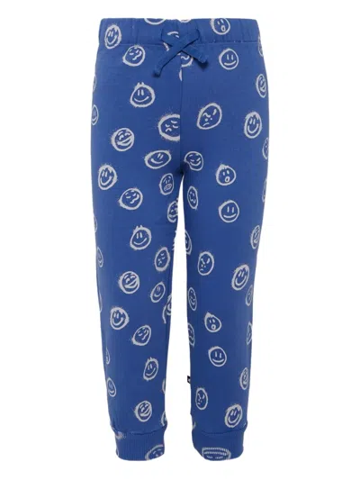 Molo Simeon Smiley-face Track Pants In Blue