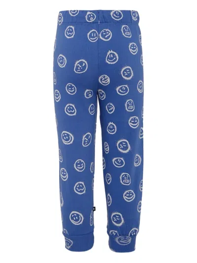 Molo Simeon Smiley-face Track Pants In Blue