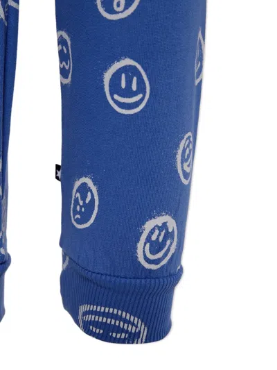 Molo Simeon Smiley-face Track Pants In Blue