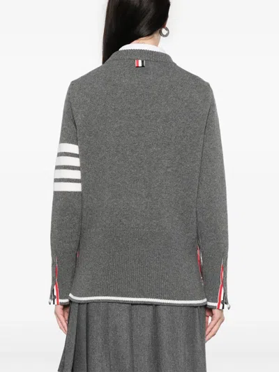 Thom Browne Geese Intarsia Boxy Virgin Wool Crewneck Sweater In Gray