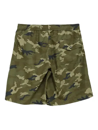 Moncler Camouflage-print Track Shorts In Green