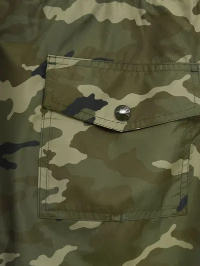 Moncler Camouflage-print Track Shorts In Green