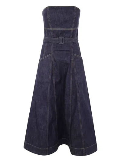 Self-portrait Denim Bandeau Midi Dress