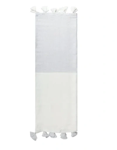 Anaya Light Grey Colorblocked Linen Blanket With Tassels In Gray
