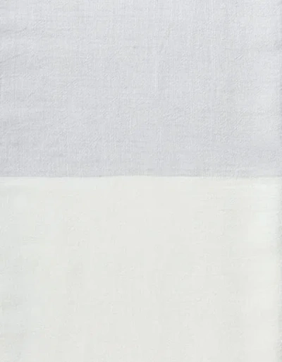 Anaya Light Grey Colorblocked Linen Blanket With Tassels In Gray