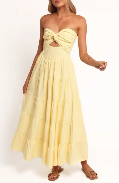 Petal And Pup Petal & Pup Sitara Tiered Strapless Maxi Dress In Yellow