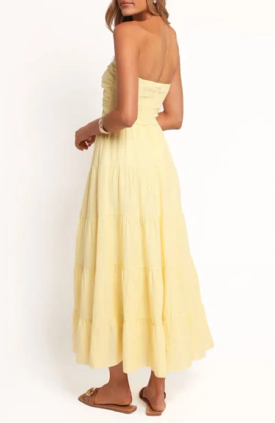 Petal And Pup Petal & Pup Sitara Tiered Strapless Maxi Dress In Yellow