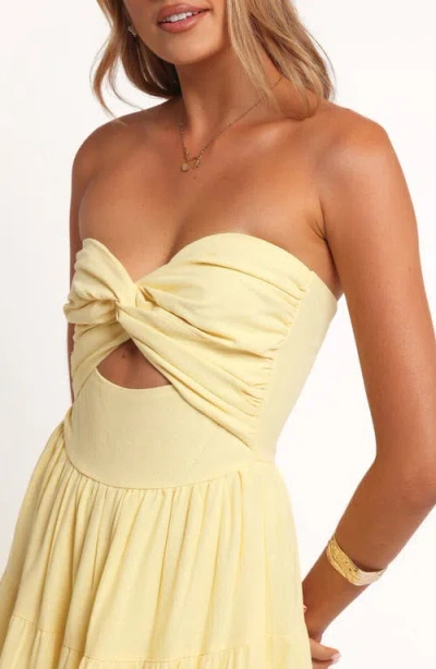 Petal And Pup Petal & Pup Sitara Tiered Strapless Maxi Dress In Yellow