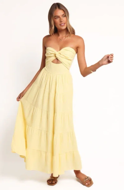 Petal And Pup Petal & Pup Sitara Tiered Strapless Maxi Dress In Yellow