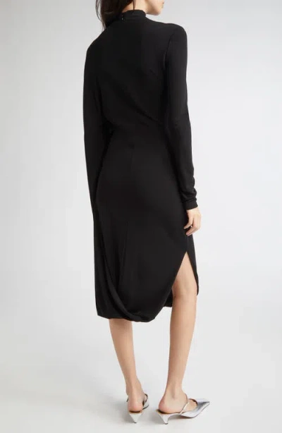Stella Mccartney Asymmetric Cape Midi Dress In Black