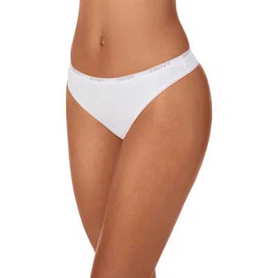 Dkny Women's Cotton Modal Thong 3 Pack- Dk8461p3 In White