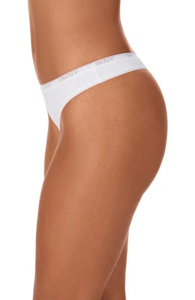 Dkny Women's Cotton Modal Thong 3 Pack- Dk8461p3 In White
