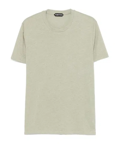 Tom Ford Cotton Blend Melange Crew Neck T-shirt Clothing In Green