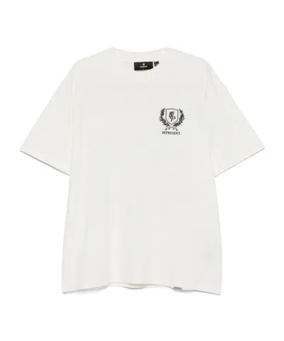 Represent White T-shirt With Logo Crest In Multicolor
