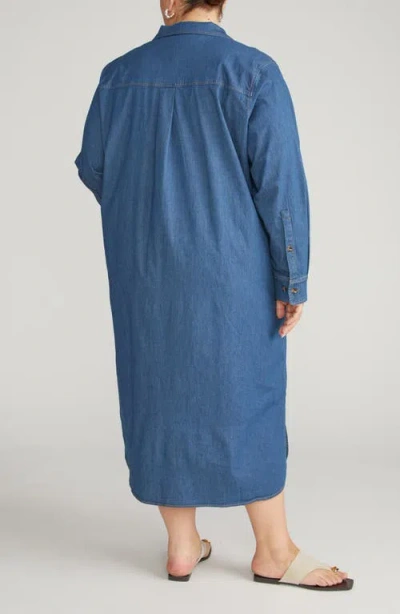 Universal Standard Odeon Long Sleeve Chambray Shirtdress In Blue