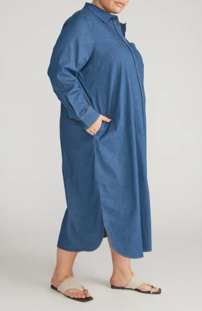 Universal Standard Odeon Long Sleeve Chambray Shirtdress In Blue