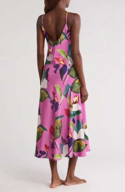 Natori Daido Charmeuse Midi Nightgown In Pink