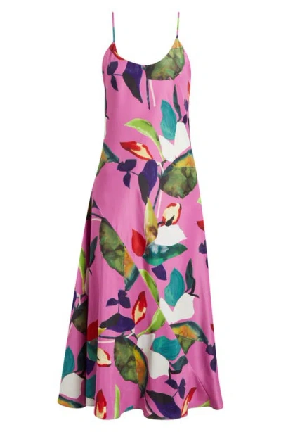 Natori Daido Charmeuse Midi Nightgown In Pink