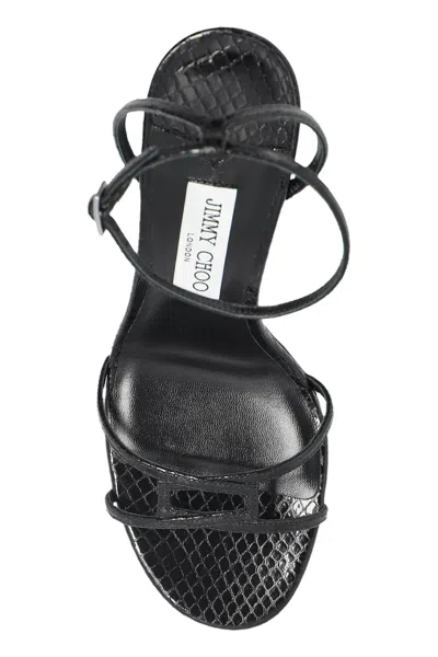 Jimmy Choo Strappy Leo 100 Stiletto Heel Sandals In Black