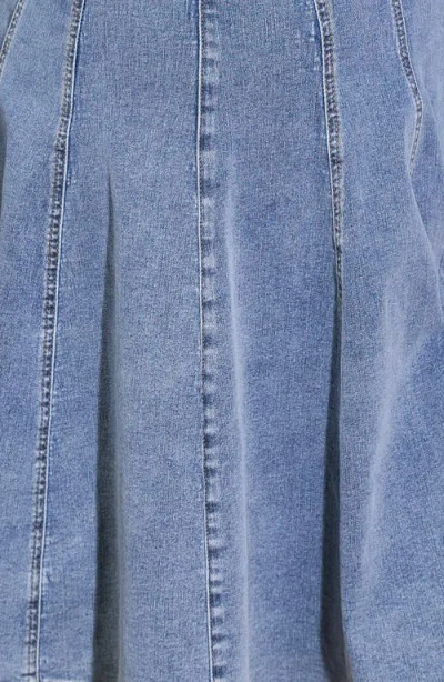 Flying Tomato Washed Denim Long Sleeve Minidress In Blue